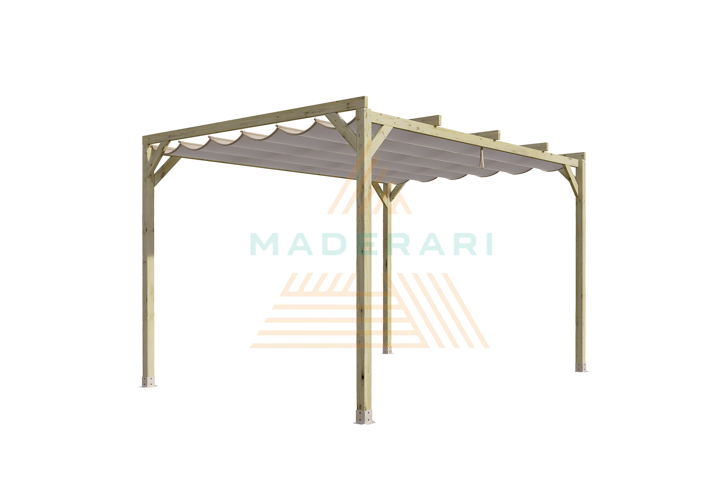 PÉRGOLA MACIZA 3X3 CON TOLDO CORREDERO - Imagen 2